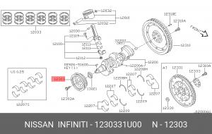 Шкив коленвала 12303-31U00 NISSAN