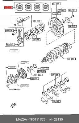 Кольца поршневые TF0111SC0 MAZDA