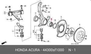 Комплект подшипника ступицы колеса 44300SF1000 HONDA