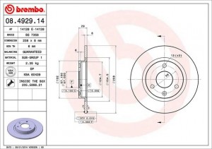 Тормозной диск 08.4929.14 BREMBO
