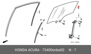 Стекло двери 73400SNBE00 HONDA