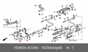 Выпускной трубопровод 18200SK3G40 HONDA