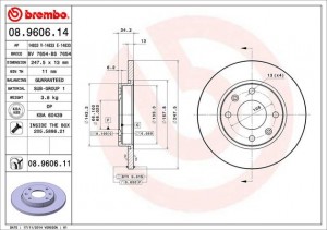 Тормозной диск 08.9606.14 BREMBO