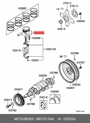 Поршень ДВС с шатуном MD191344 MITSUBISHI