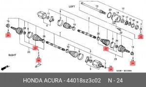 Пыльник ШРУСа (комплект) 44018-SZ3-C02 HONDA