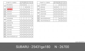 Тормозной диск 25431GA180 SUBARU