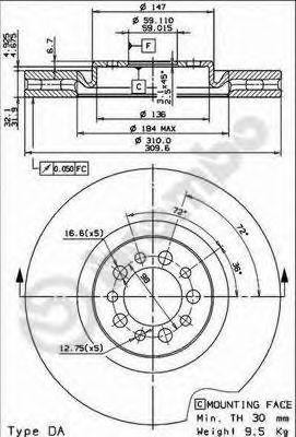 Тормозной диск 09.7680.20 BREMBO