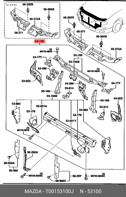 Панель крепления радиатора T001-53-100J MAZDA