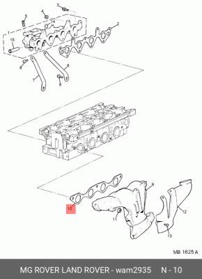 Прокладка, выпускной коллектор WAM2935 MG ROVER LAND ROVER