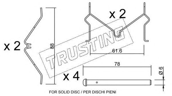 Комплектующие, колодки дискового тормоза KIT057 TRUSTING