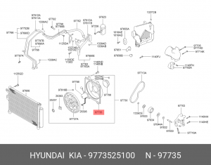 Вентилятор, охлаждение двигателя 9773525100 HYUNDAI KIA