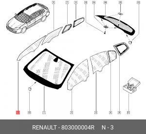 Стекло двери 803000004R RENAULT