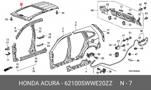 Крыша 62100SWWE20ZZ HONDA