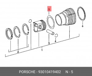 Прокладка, гильза цилиндра 93010419402 PORSCHE