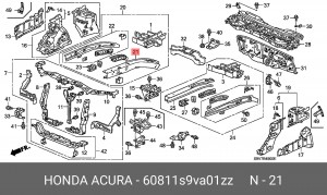 Лонжерон 60811S9VA01ZZ HONDA
