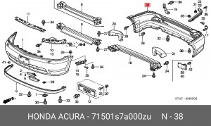 Бампер задний 71501S7A000ZU HONDA