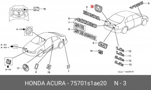 Эмблема 75701S1AE20 HONDA