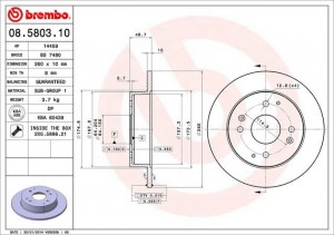 Тормозной диск 08.5803.10 BREMBO