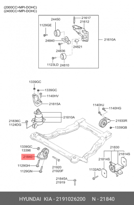 Подушка двигателя 2191026200 HYUNDAI KIA