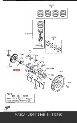Звездочка ГРМ - газораспределительного механизма L501-11-316B MAZDA
