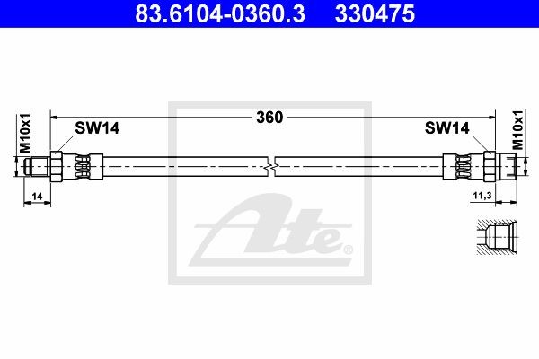 Тормозной шланг 83.6104-0360.3 ATE