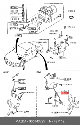 Датчик, частота вращения колеса G06T4372Y MAZDA