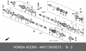 Шарнирный комплект, приводной вал 44011-SH3-G12 HONDA