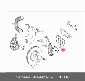 Колодки тормозные дисковые A0044209020 MERCEDES BENZ