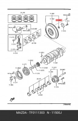 Подшипник генератора TF0111303 MAZDA