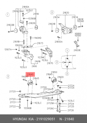 Подушка двигателя 2191029051 HYUNDAI KIA