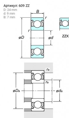 Подшипник 609 ZZ KOYO