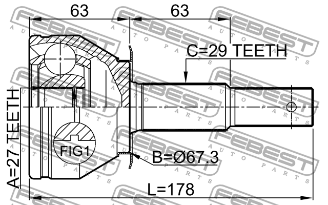 ШРУС 0210-R51MT FEBEST