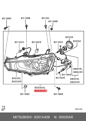 Фара головного света 8301A458 MITSUBISHI