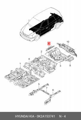 Кронштейн крепления 0K2A153741 HYUNDAI KIA