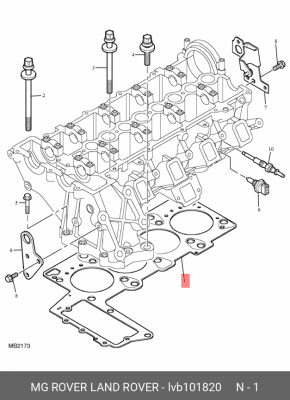 Прокладка, головка цилиндра LVB101820 LAND ROVER