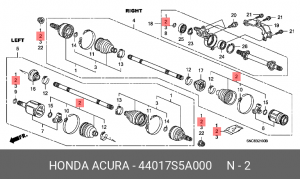 Комплект пылника, приводной вал 44017-S5A-000 HONDA