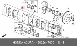 Комплект тормозных колодок, диско 45022-S47-000 HONDA
