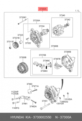 Генератор 3730002550 HYUNDAI KIA