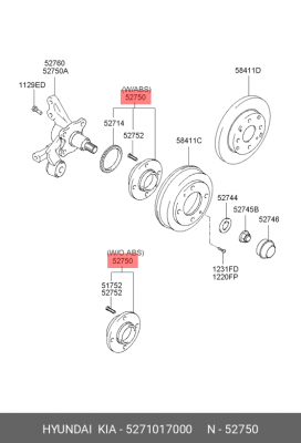 Комплект подшипника ступицы колеса 5271017000 HYUNDAI KIA
