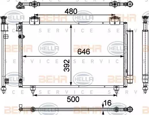 Конденсатор, кондиционер 8FC 351 303-671 HELLA