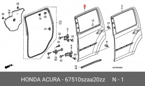 Дверь задняя 67510SZAA20ZZ HONDA
