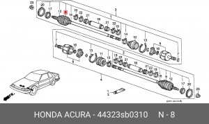 Комплект пылника, приводной вал 44323SB0310 HONDA