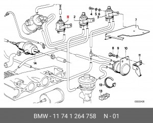 Клапан, управление воздуха-впускаемый воздух 11 74 1 264 758 BMW