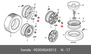 Гайка крепления колеса 90304SA5013 HONDA