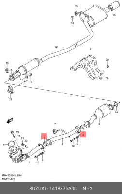 Уплотнительное кольцо, выпускной тр 14183-76A00 SUZUKI