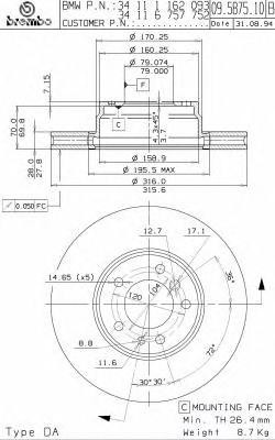 Тормозной диск 09.5875.10 BREMBO