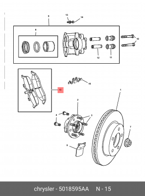 Комплект тормозных колодок, диско 5 0185 95AA CHRYSLER