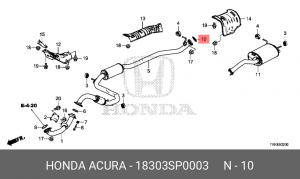 Прокладка, выпускной трубопровод 18303SP0003 HONDA