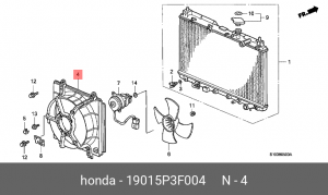 Вентилятор, охлаждение двигателя 19015P3F004 HONDA