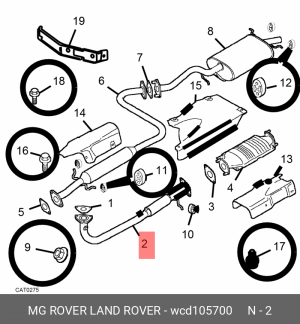 Выпускной трубопровод WCD105700 MG ROVER LAND ROVER